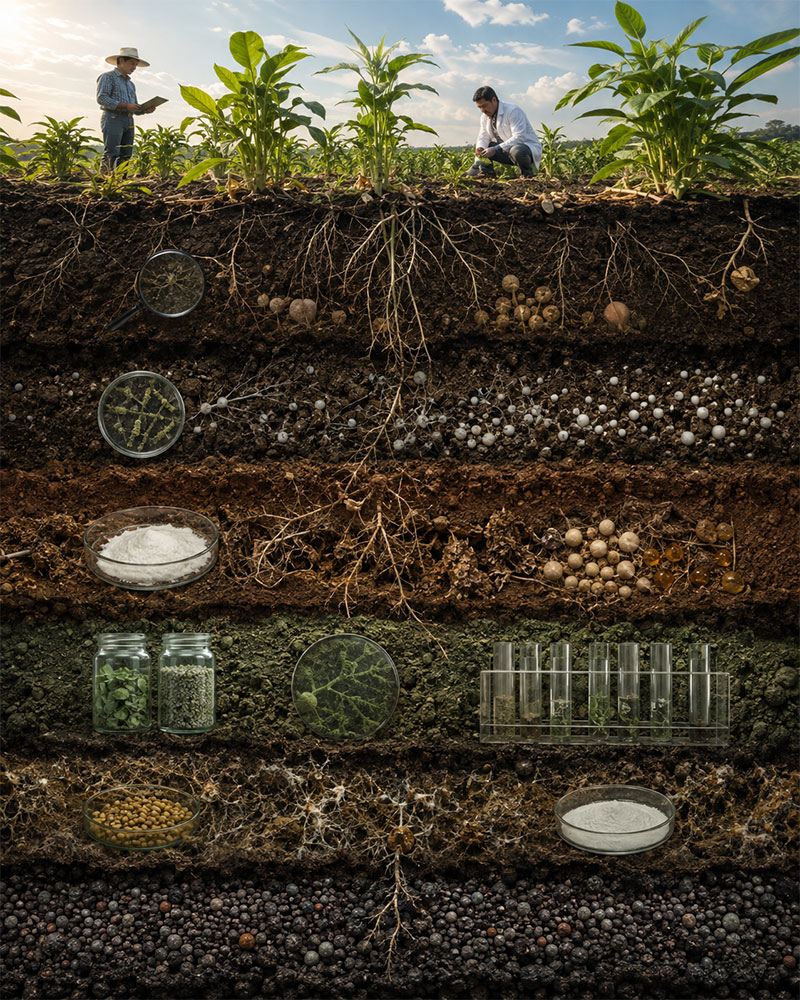 Cross-section of a soil core sample used to illustrate the six-stage development process